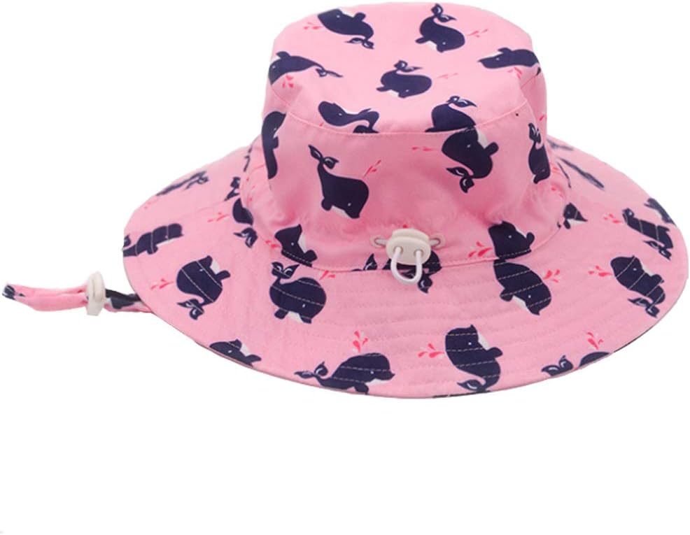 ExemabaBaby Sun Hat Adjustable - Outdoor Toddler Swim Beach Pool Hat Kids UPF 50+ Wide Brim Chin Strap Summer Play Hat
