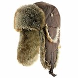 ULTRAFINO Ushanka Trooper Russian Pilot Aviator Leather Winter Trapper Hat SIZES