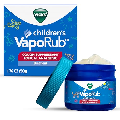 Vicks Children's VapoRub, Topical Cough Suppressant and Analgesic, Relieves Coughs and Minor Aches and Pains, Clinically Proven, Starts Working in Minutes for Fast Relief, For Children Ages 2+, 1.76oz