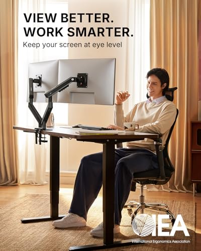 HUANUO FlowLift Pro Dual Monitor Mount for 13–32" Screens, MechaSpring Monitor Stand, Adjustable Monitor Arms for 2 Monitors with Tilt/Swivel/Rotation, Tool-Free VESA Mount, Max Load 19.8 lbs