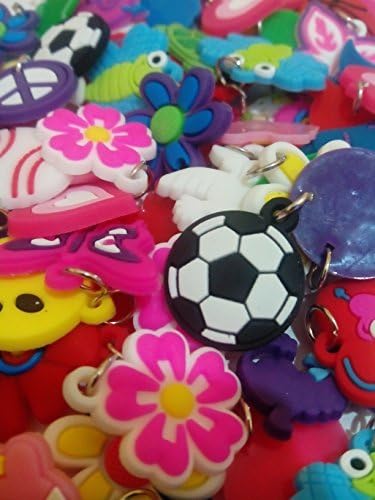 100 Silicone Charms - By Toto Charms - Value Pack - Compatible with All Common Bracelet Rubber Band Loom Kits - Assorted Designs - Colourful - For Childrens' Jewelry, Arts & Crafts by Toto Charms