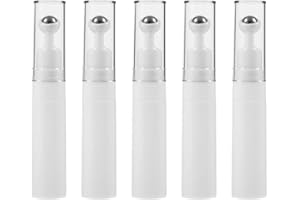 VICASKY 5PCS Ball Massage Empty Eye Cream Squeeze Squeeze, Refillable Vacuum Essential Oil Roller Bottles Dispenser for Nouri