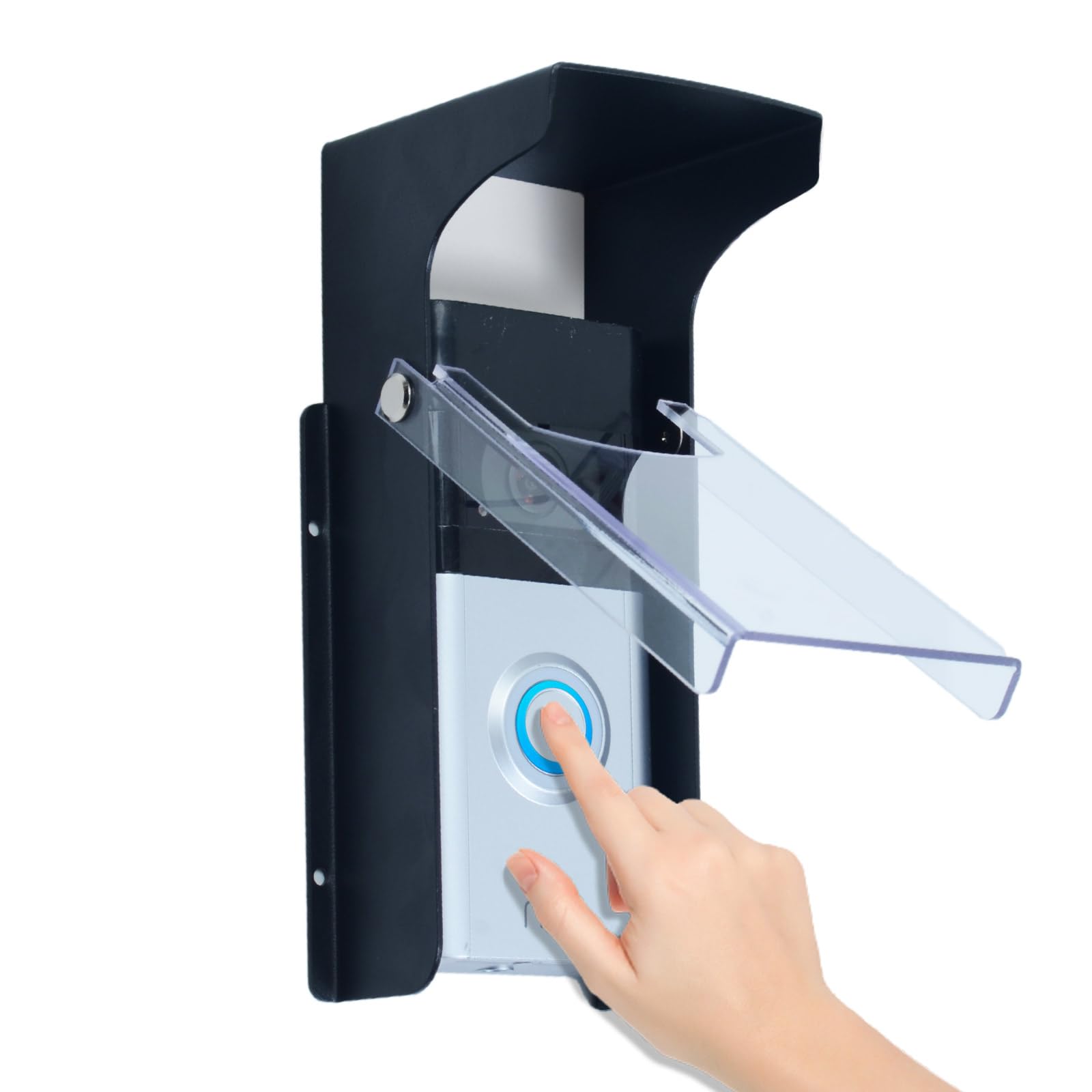 Photo 1 of "Black Doorbell Rain Cover - Waterproof, Anti-Glare - Compatible with Blink/Google Nest/Arlo Video Doorbell".