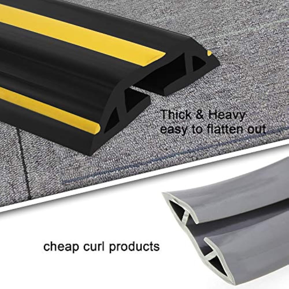 4 Ft Cable Protector Cord Cover For Floor,Heavy Duty PVC Duct Easy Trip