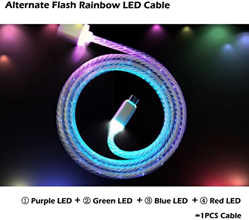 Alternate Flash LED Light UP Micro USB Cable - Cell Phone USB Cable - 3.3 ft - High Speed Sync And Quick Charing USB Cables For Samsung Galaxy Nexus HTC E Book Reader …(white)