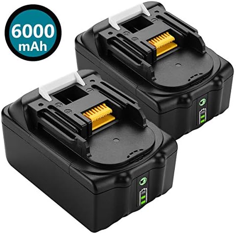 2 pack 6.0Ah 18V BL1860B LXT Lithium-Ion Replacement Battery for Makita BL1815 BL1830 BL1820 BL1850 BL1840 BL1850B-2 LXT-400 BL1845 194205-3 BL1860 194204-5 18-Volt Cordless Power Tools Batteries
