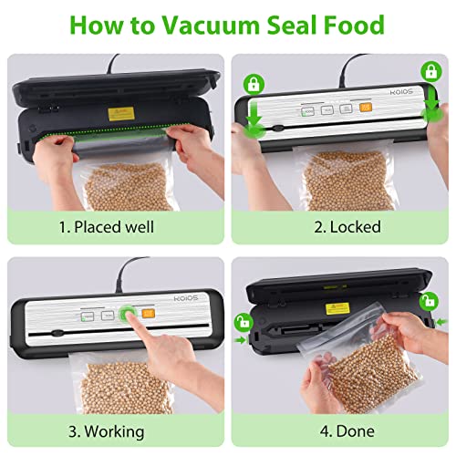 KOIOS Vacuum Sealer Machine, 85Kpa Automatic Food Sealer with Cutter