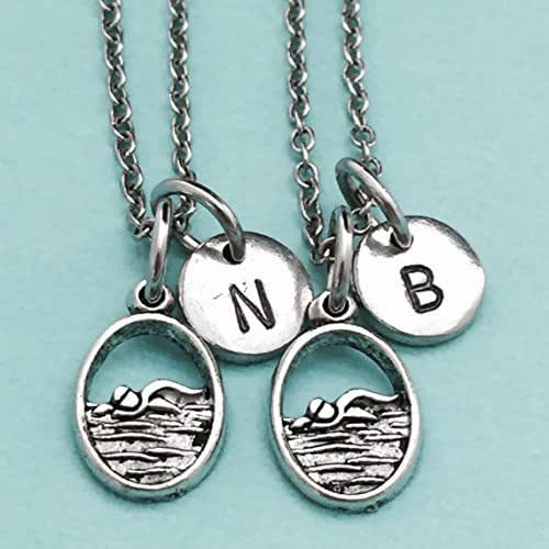 Best friend necklace, swimmer necklace, sports necklace