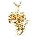U7 Africa Map Pendant With Elephant Design 18KGP Stamp Gold Plated Chain African Style Ethiopian Jewelry Pendant Necklace