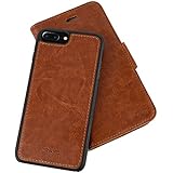 iPhone 7/8 Plus Leather Wallet Case, Crave Vegan Leather Guard Removable Case for Apple iPhone 7/8 Plus (5.5 Inch) - Dark Brown