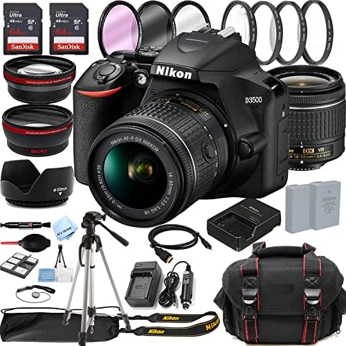 Nikon D3500 DSLR Camera with 1855mm VR Lens ++ 128GB Memory + Case