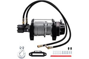 CXRCY Hydraulic Winch 1/2"x78FT Steel Cable - BMR100 Motor, 36:1 Gear Ratio - Great for Wreckers, Trailers & Vehicle Recovery（20000LBS）