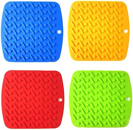 Jiaoyabuy Silicone Pot Holders Set of 4 Jar Opener, Trivets, Large Coaster, Spoon Rest, Flexible, Durable, Heat Resistant Mat for Home, Kitchen Utensils, Dining Usage, Chef, Housewife Gift