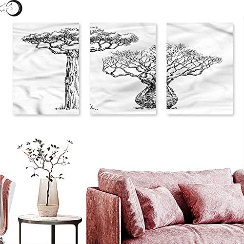 J Chief Sky Forest Wall Art Oil Paintings Baobab Tree Leafless Branch Triptych Art W 20" x L 40" x3pcs