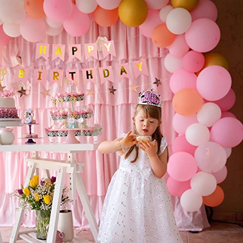 Pink Gold Birthday Decorations, Pink Rose Gold and White Balloons for