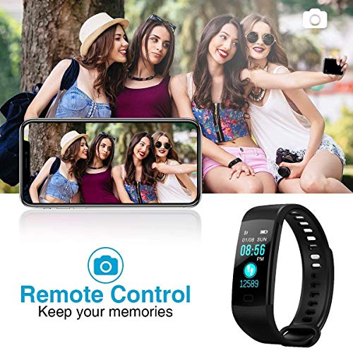 Fitness Tracker with Blood Pressure Monitor, Colorful Screen Activity Tracker Watch IP67 Waterproof Smart Fitness Band with Step Counter, Calorie Counter, Pedometer Watch for Kids Women Men (Black)