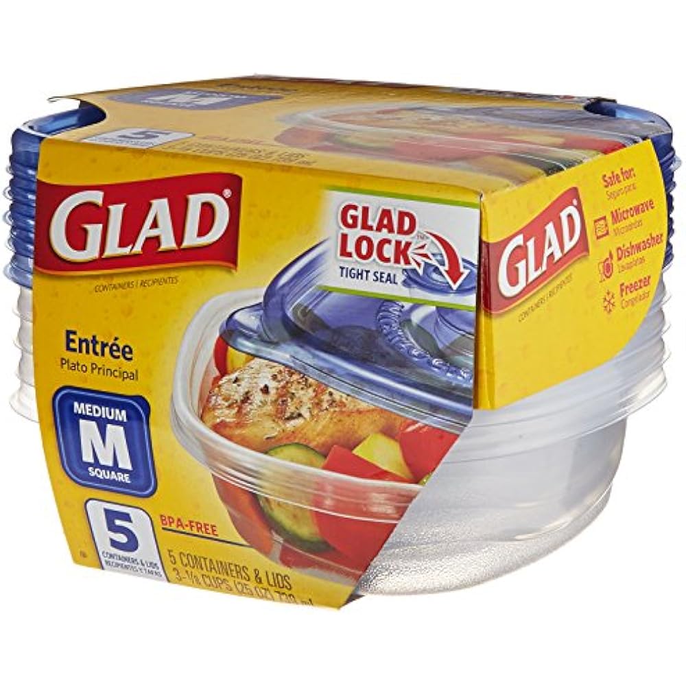 Gladware Entree Plastic Square Containers With Lids, 25 Ounce, Count