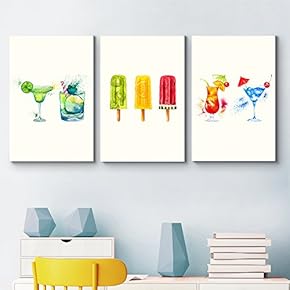 3 Panel Summer Drinks and Treats Triptych Series...