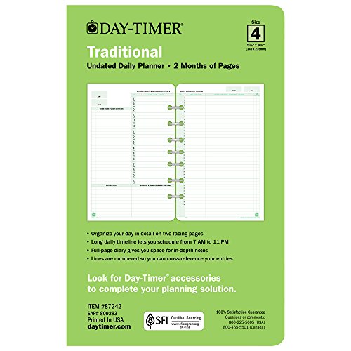 DayTimer Two Page Per Day Refill, 2 Months, Undated, LooseLeaf, Desk