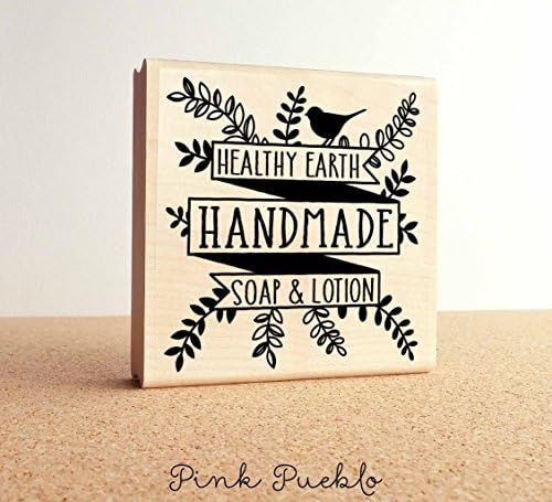Large Personalized Bath and Beauty Product Label Rubber Stamp, Custom Botanical Stamp