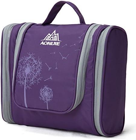 Travel Toiletry Bag Hanging Wash Bag for Women Cosmetic Makeup Storage Pouch or Men Shaving Kit Organize Washable (Purple)