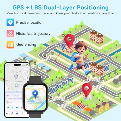 4G Smartwatch Bambini, Orologio Smartwatch Bambini con GPS SOS Videochiamata Chat Vocale Modalità Classe Fotocamera Calcolatrice Contapassi, Smart Watch Bambino Bambina 4-12 Anni Regalo, Nero