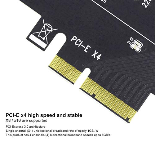 Ubit PCI-E Riser PCIe M.2 PCIe SSD to PCIe Express 3.0 x4 Adapter Card, 5001 Expansion Card Supports M2 NGFF PCI-e 3.0, 2.0 or 1.0, NVMe or AHCI, M-Key, 2280, 2260, 2242, 2230 Solid State Drives