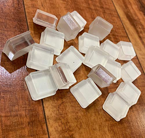 Clear Tall Square Adhesive Rubber Bumper Pads - Made in USA - Rubber Feet for Speakers, Electronics, Furniture, Appliances, Audio Equipment - 20 Pieces