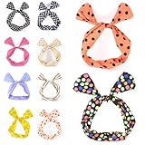 YESURPRISE 10pcs Hair Tie Polka Dot Stripe Ribbon Rockabilly Bunny Rabbit Ear Girls Hair Band Tie Twist Bow Wire Headband Scarf Wrap