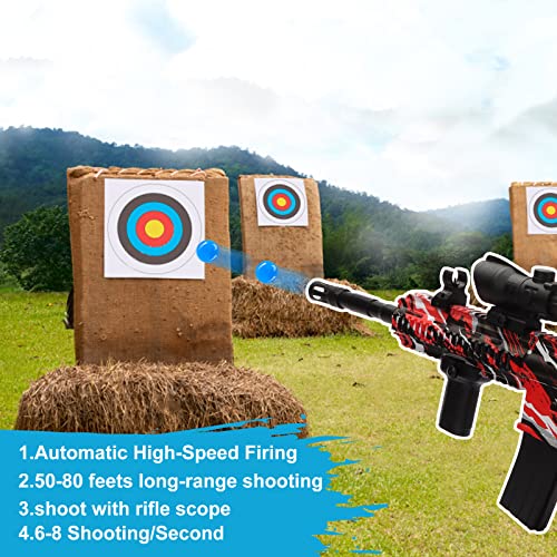 weswose Water Ball Blaster Toy - Gel Water Beads Splatter Toy with 5,000 Water Beads Backyard and Outdoor Game for Adults and Kids (Red)