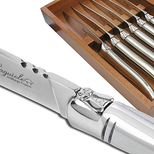 LAGUIOLE Set of 6 Prestige steak knives stainless steel fully forged polished finish direct from France