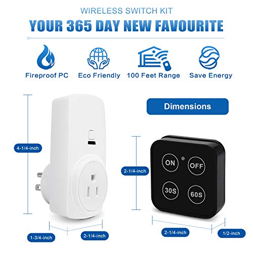 Garbage Disposal Wireless Switch Kit with 30s 60s Portable Timer Remote