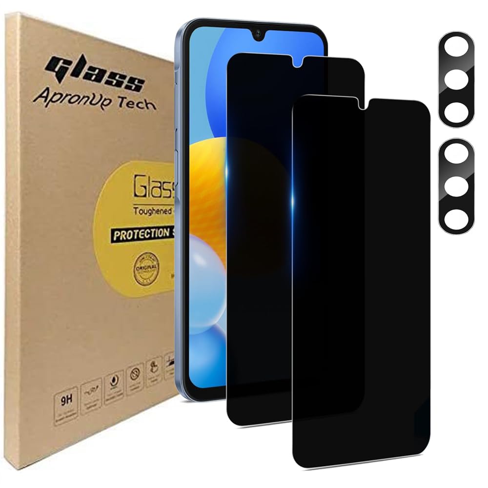ELEYBTEH [2+2 Pack Privacy Screen Protector for Samsung Galaxy S25 FE 5G, Tempered Glass Saver With Camera Lens Protector, Anti Spy Anti Scratch Shatterproof Black Film Shield for Galaxy S25FE