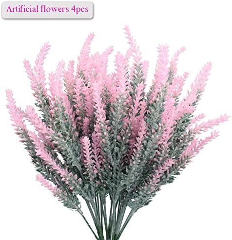 Lavender Bouquet, Meiwo 4pcs Artificial Flowers Lavender Bouquet for Garden / Home / Cafe / Office / Wedding Decor (Pink)