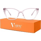 VMJFBJ Blue Light Blocking Glasses for Women, Clear Lens, Pink | Non-Prescription, Fashion Cat Eye Style, TR90 Lightweight, Reducing Digital Eye Strain, All-Day for Computer Work, Gaming