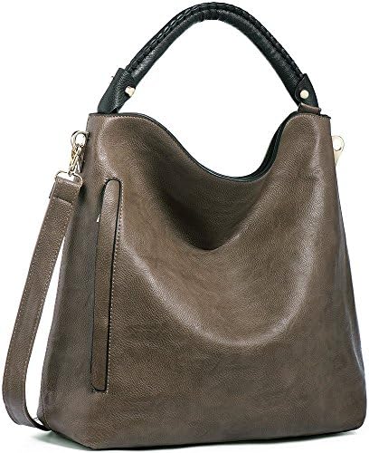 IYAFFA Women Handbags Designer PU Leather Shoulder Purse Ladies Hobo Top Handle Satchels Large Capacity Dark Grey