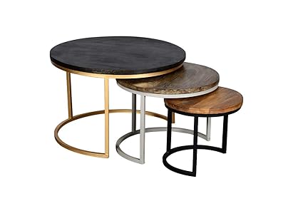 Privintage Set Da Tavolo Da Centro In Ferro E Legno 3