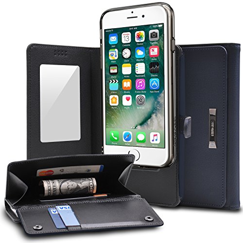 iPhone 7 Plus , Ringke [Wallet] Full Purse Case, Camera Slide, Card Slot Holder, Premium PU Leather, Flip Mirror, All Around Protective Hybrid Wallet Cover for Apple iPhone 7 Plus - Navy