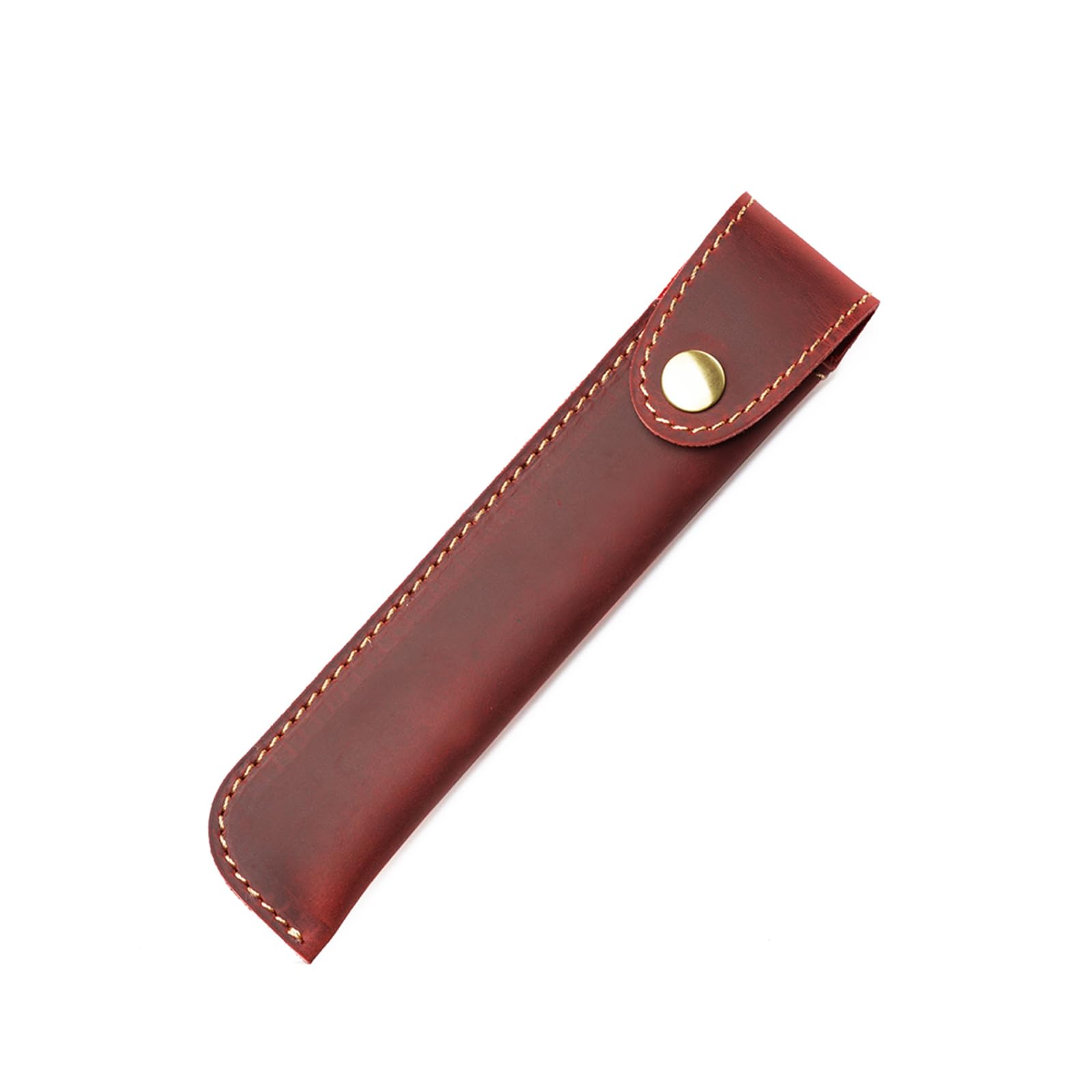 Kaizuca Leather Pen Case Holder, Protective Pen Case, Fountain Pen Holder Case, with Metal Button, Genuine Leather Handmade, Portable, for Stylus Touch Pen, Ballpoint Pen, Pencils (red)