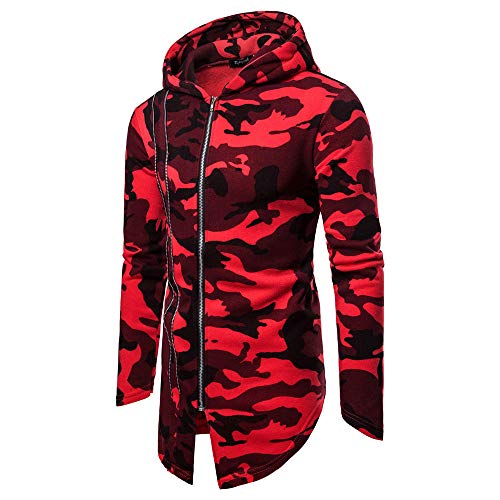 GREFER Clearance Men's Coat Personality Hooded Camouflage Zipper Jacket Cardigan Long Sleeve Outwear