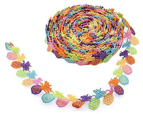 15 Yards Colorful Pineapple Lace Edge Trim Ribbon Edging Trimmings Fabric Embroidery Polyester DIY Lace Applique Sewing Craft Wedding Bridal Dress Embellishment DIY Party Decor Clothes Accessory