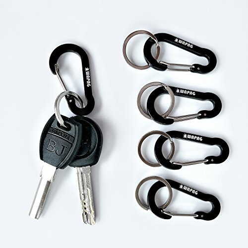 WAPAG Carabiner Clip 2Inch Aluminum Flat Gourd Shape Mini Spring Hook Keychain Keyring for Keys Small items Daily Life Hammocks Camping Hiking Running Accessories (7Black) - Thumbnail 7