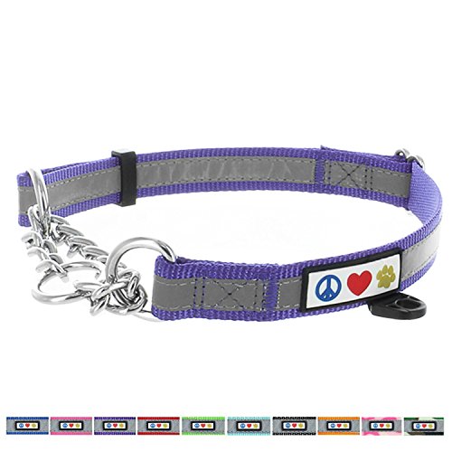 Pawtitas Chain Martingale Dog Collar Puppy Collar Reflective Dog Collar Training Dog Collar Behavioral Dog Chain Collar Collar Medium Dog Collar Purple Dog Collar