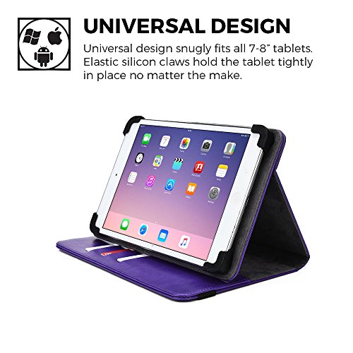 T-Mobile Springboard case, Cooper Diplomat Travel Carrying Portfolio Luxury Tablet Case Protective Cover PU Leather Folio with 360 Rotating Stand & Pockets for T-Mobile Springboard (Purple) - Thumbnail 5