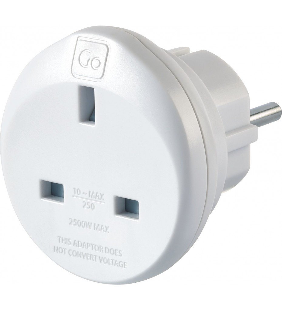 Go Travel Earthed UK-EU European Compact Adaptor (Adapter Ref 524)