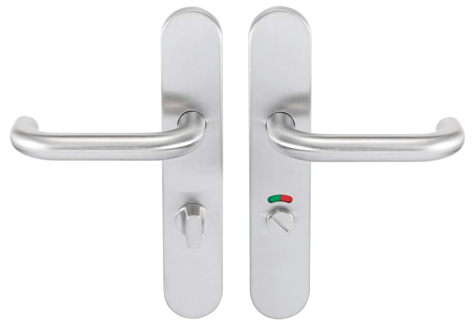 Bricard 666476 Set Stainless Steel Handles on Tempo Classic Toilet Door Plate (with Latch and Turn Signal)