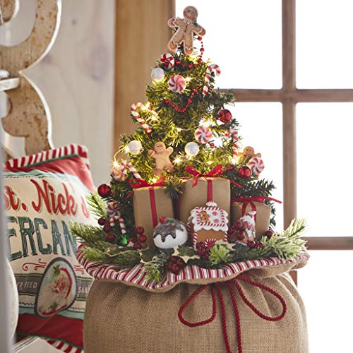 RAZ Imports 24" Burlap Gift Bag with Lighted Tree All in One Holiday Decoration