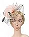 Urban CoCo Women's Bow Feather Net Veil Fascinator Hair Clip Bridal Hat (#3-Nude Pink)