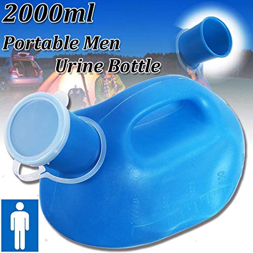 Thick Firm Men Urinal Bottle, Essort 67.64oz Portable Male Urine Bottle, Fit for Men, The Elder and Paralyzed Patients, Also for Car Travel Camping Caravan Camping, Outdoors Journey 10.43x5.5x6.3in
