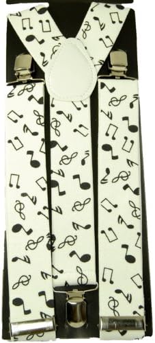 Men's Unisex Clip-on "White Music Note" Suspender